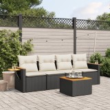 Cumpara ieftin Gossi set mobilier de gradina cu perne, 5 piese, negru, poliratan