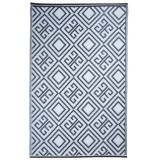 Covor Exterior Esschert Design OC12, 120x186cm, Polipropilena, Model Grafic, Negru/Alb, Reversibil