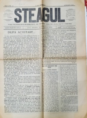 STEAGUL - FOAIA NATIONALISTILOR - DEMOCRATI DIN PRAHOVA , ANUL I , NR. 21 , 29 DECEMBRIE , 1912 foto
