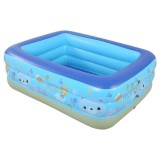 Piscina gonflabila copii, dreptunghiulara 180x140x60 cm, 3 inele, albastru, PRC