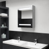 Dulap de baie cu oglinda si LED, gri beton, 50x14x60 cm GartenMobel Dekor, vidaXL