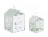 Set 2 felinare suspendabile din metal alb Armonia 11 cm x 11 cm x 20 h, 15 cm x 15 cm x 26 h