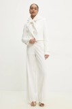 Answear Lab pantaloni de costum largi culoarea alb, drept, high waist