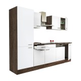 Mobilier de bucătărie Yorki 280, corp din stejar Yorki, față alb satinat, dulap cu raft