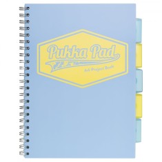 Caiet cu Spirala si Separatoare Pukka Pad Project Book Pastel A4, Dictando, 200 Pagini, Coperta Bleu