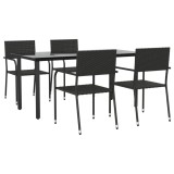 Cumpara ieftin Set mobilier de gradina, 5 piese, negru, poliratan