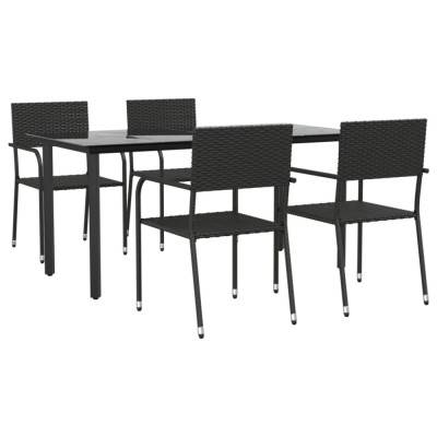 Set mobilier de gradina, 5 piese, negru, poliratan foto