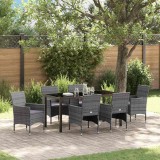 VidaXL Set de masă pentru grădină cu pernă 7 pcs Gri Rattan poli