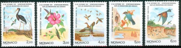 C5221 - Monaco 1991 - Pasari neuzat,perfecta stare