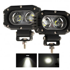 Set 2x Proiector auto LED Off-Road 60W, 12V-80V, alb galben