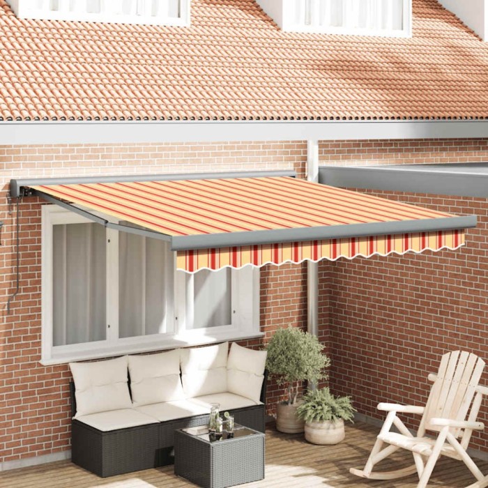 vidaXL Copertină retractabilă, galben/alb, 3x2,5 m, textil/aluminiu
