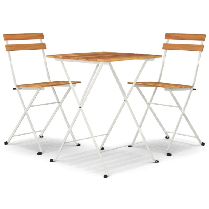 Set de bistro pliabil, 3 piese, lemn masiv de acacia si otel
