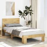 Cumpara ieftin Cadru pat cu tăblie fără saltea 75x190 cm lemn masiv de stejar