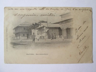 Rara! Madagascar-Majunga/Mahajanga-Str.Amiralul Pierre carte post.circulata 1903 foto