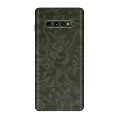 Set Folii Skin Acoperire 360 Compatibile cu Samsung Galaxy S10 Plus (SET 2) - ApcGsm Wraps Camo Shadow Green