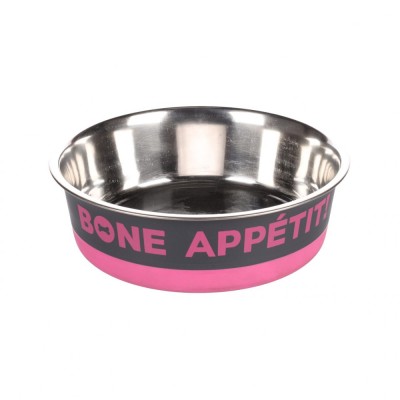 CASTRON PENTRU CAINI DIN INOX BONE APPETIT FUCHSIA 17CMx900ML foto