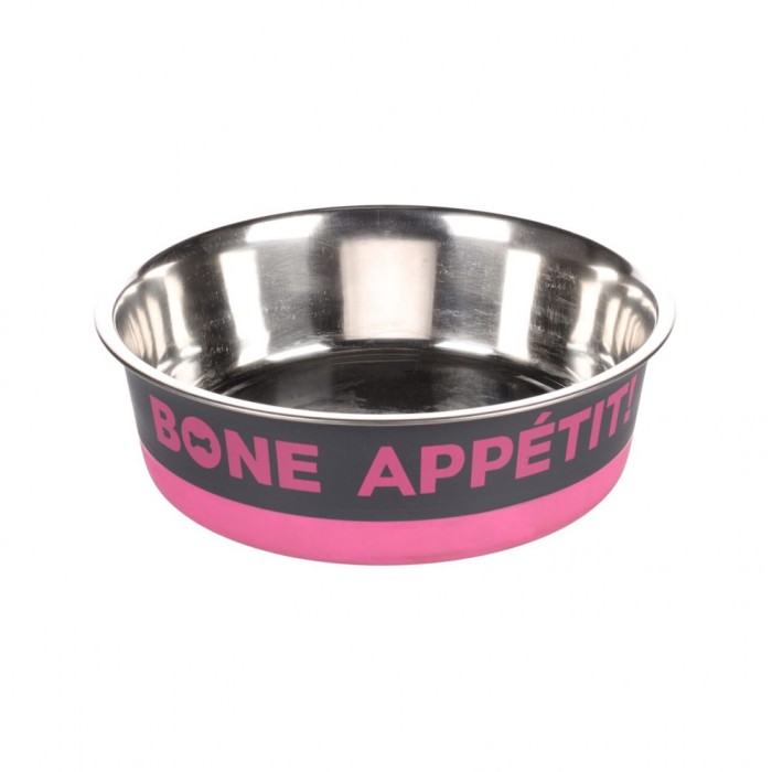 CASTRON PENTRU CAINI DIN INOX BONE APPETIT FUCHSIA 17CMx900ML