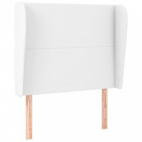 Cumpara ieftin Tablie de pat cu aripioare, alb, 93x23x118/128 cm, piele eco