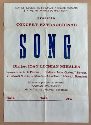 1984 Concert SONG, Ioan Luchian Mihalea - afis XL original Epoca de Aur, 61x86cm foto