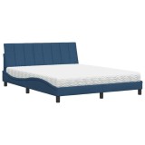 Cumpara ieftin Pat cu saltea, Hanko, albastru, 160x200cm, material textil