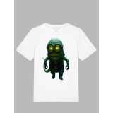 Tricou alb, trol, bumbac 100%