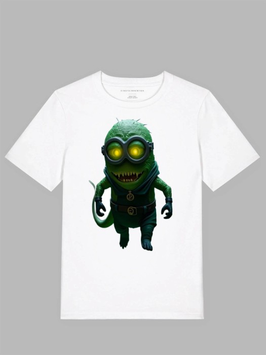 Tricou alb, trol, bumbac 100%