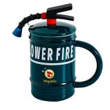 Cumpara ieftin Cana cu capac din ceramica si lingurita Pufo Stop Fire pentru cafea sau ceai, 400 ml, verde