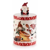 Borcan Craciun ceramica multicolora 12x22 cm