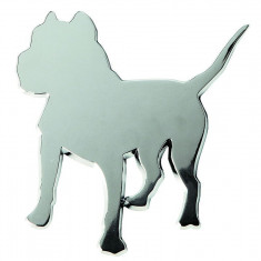 Ornament 3D PitBull, 85x85mm, cromat, adeziv