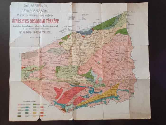 HST A2221 Harta geologică Alba Iulia Deva Rusca Montană ante 1918 Nopcsa