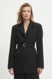 Answear Lab sacou culoarea negru, un singur rand de nasturi, neted