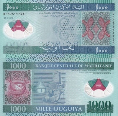 !!! MAURITANIA - 1000 OUGUIYA 2014 - P 19 - UNC / POLIMER // NU TRIMIT PRIN CURIER foto
