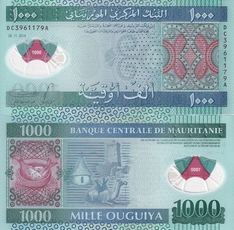 !!! MAURITANIA - 1000 OUGUIYA 2014 - P 19 - UNC / POLIMER // NU TRIMIT PRIN CURIER