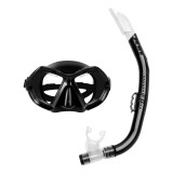 Set masca si tub de inot, Negru, Lentila mare, Silicon, CMCLASS