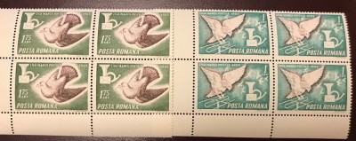 Romania (1965) LP 617 Ziua marcii postale romanesti, blocuri de 4 foto