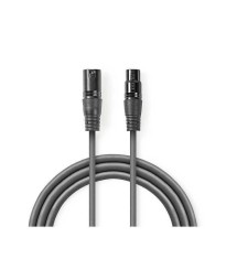 Cablu Digital DMX XLR 3-pini tata - XLR 3-pini mama 110 Ohm 1.5m gri Nedis foto