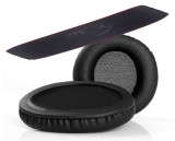 Set 2 bureti + Banda superioara pentru casti HyperX Cloud II 2 / Alpha / Pro, Over-Ear, Spuma cu memporie, Piele ecologica, Negru/Rosu