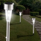 Set 12 Stalpisori Solari LED Inox, 4.5cm, 35cm, IP44, Gradina, Globo