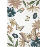 Covor Camera Copii Model Fluturi 18066-120, Marime 80 x 150 cm, Multicolor, Inaltime Fir 8 mm, Antialergic, Polipropilena, Gradinita, Cresa, Loc de Jo