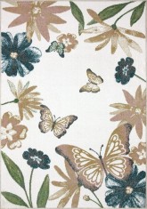 Covor Camera Copii Model Fluturi 18066-120, Marime 80 x 150 cm, Multicolor, Inaltime Fir 8 mm, Antialergic, Polipropilena, Gradinita, Cresa, Loc de Jo