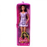 Papusa Barbie Fashionista Bruneta Cu Rochie Mov