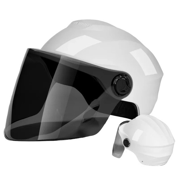 Casca scuter/bicicleta electrica Unisex cu vizor, marime universala 54-60 cm, Alb, FIXATO