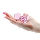 Dop Anal Din Sticla Crystal Heart, Roz, 9 cm, NS Toys