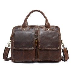 Servieta piele naturala, BUSY LDY&amp;GTM&reg; Spark, unisex, laptop 14&quot;, maro