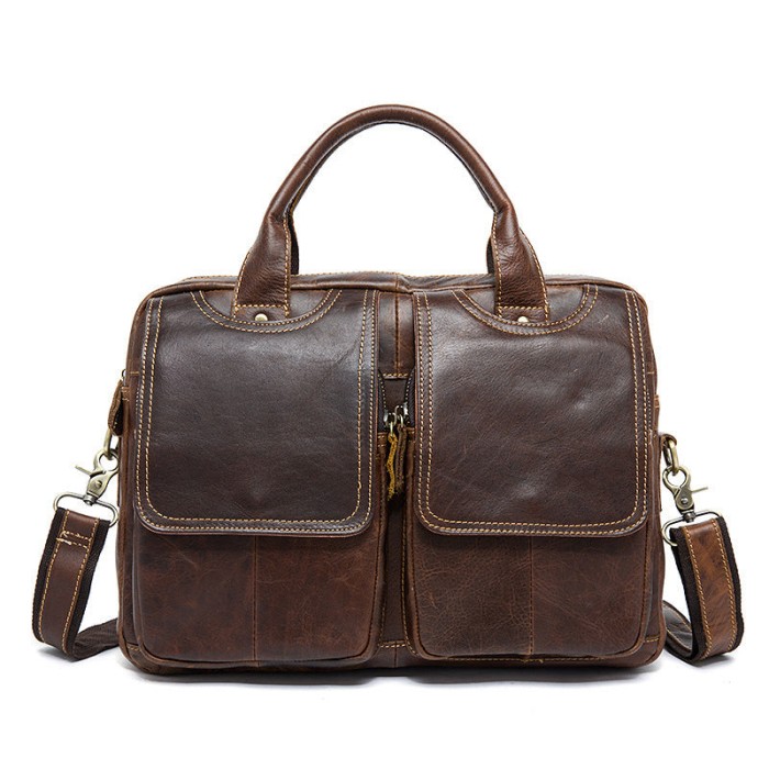 Servieta piele naturala, BUSY LDY&amp;GTM&reg; Spark, unisex, laptop 14&quot;, maro