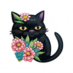 Sticker decorativ Pisica, Negru, 53 cm, 3902ST