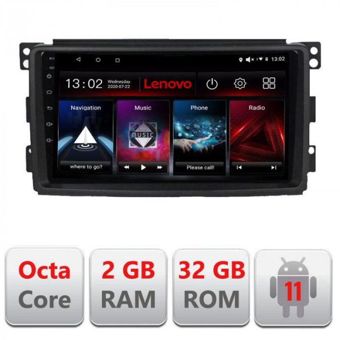 Navigatie dedicata Smart 2005-2010 D-Smart05 Lenovo Octa Core cu Android Radio Bluetooth Internet GPS WIFI DSP 2+32 GB 4G KIT-s CarStore Technology