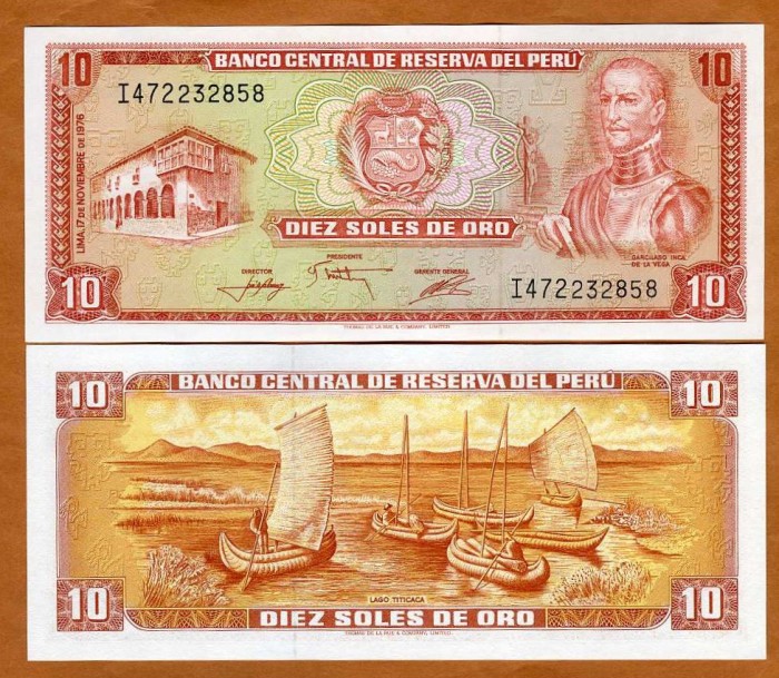 !!! PERU - 10 SOLES ORO 1976 - P 112 - UNC