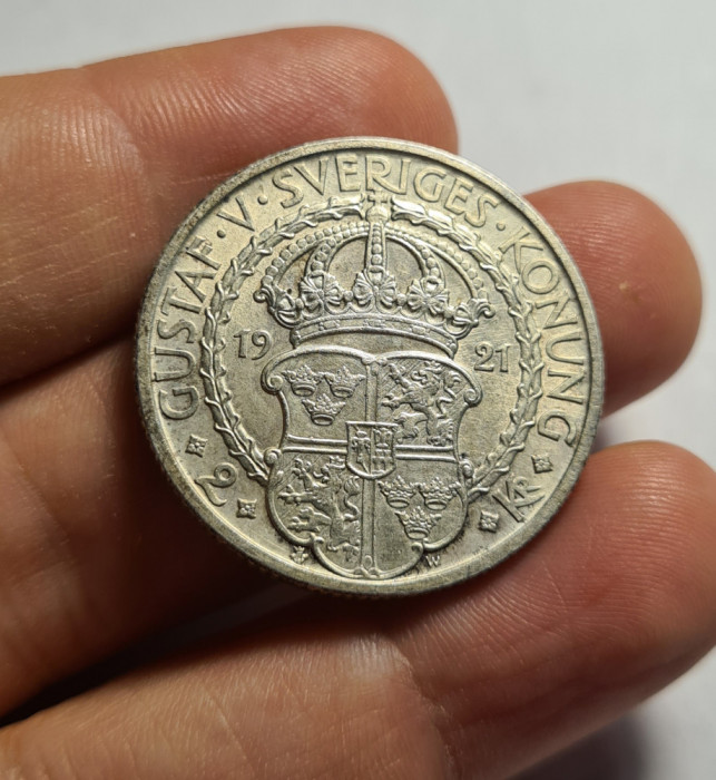 Suedia 2 Kronor Coroane 1921 AUNC