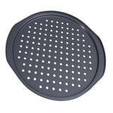 Tava pizza perforata, 37 cm, otel, antiaderenta, negru, Oem